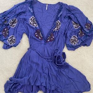 Free People embroidered mini dress size M